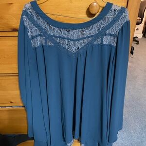 Torrid Blue Lace Detail Blouse